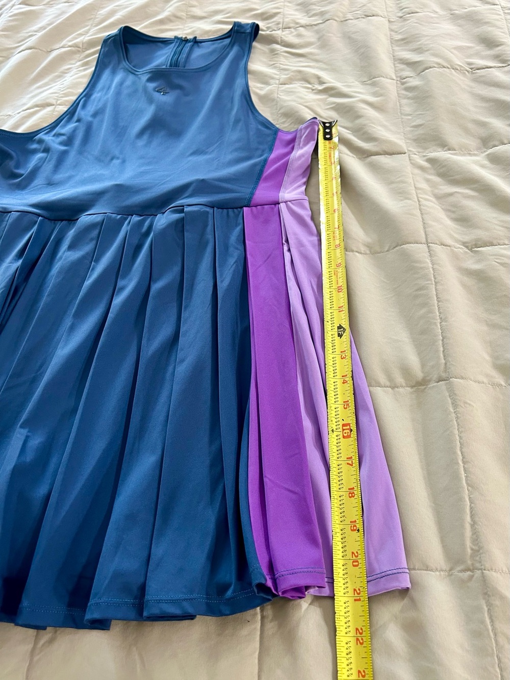 FourLaps Swift Dress Blue Pleated Tennis Dress, Purple Panel, Women’s Large - Picture 11 of 16